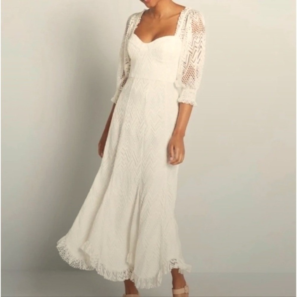 Hutch You Are A Vision Crochet Lace Maxi Dress Womens 10 Cream Bridal Romantic